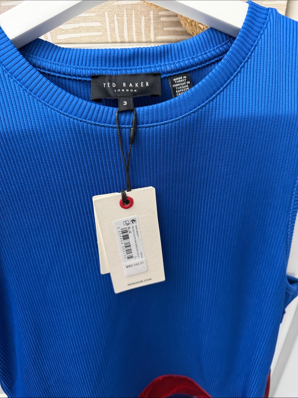 Ted Baker Royal Blue Top with Vibrant Floral Skirt - Picture 2 of 5